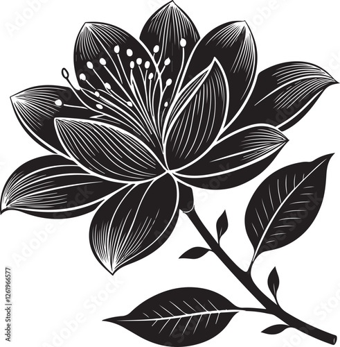 Jackfruit Blossom Silhouette Vector Art – Elegant Black Shape Design
