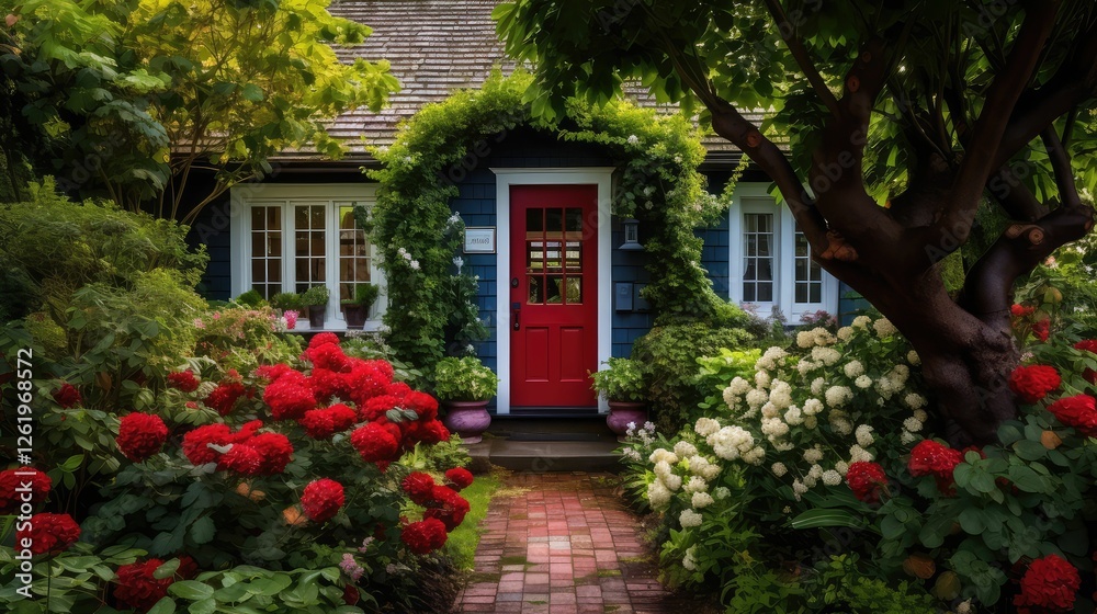 greenery red door house greenery red door house