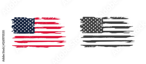 Distressed American Flag Grunge Vector Illustration – Patriotic 4th of July Design for vintage T-Shirts
