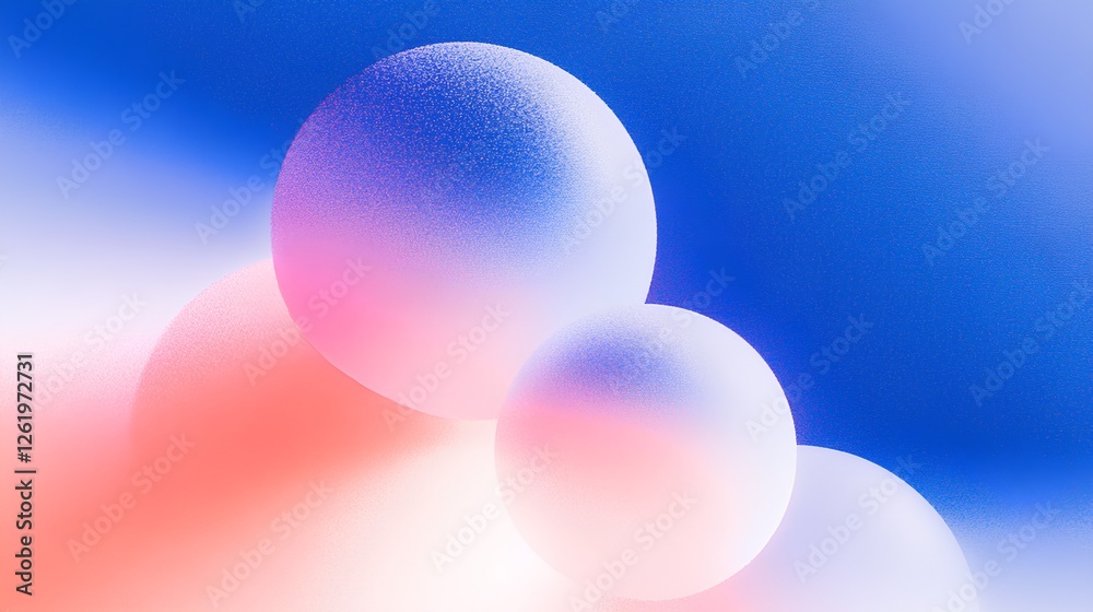 Soft Gradient Spheres on a Minimalistic Blue Background Abstract Art