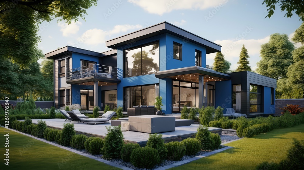 color house blue color house blue