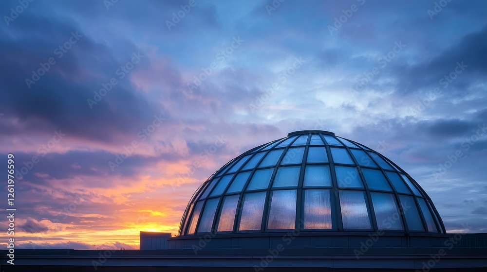 Fototapeta premium Serene Sunset Beneath Dome with Overcast Hues