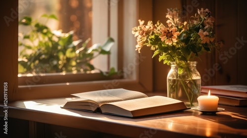 open book on a table photo