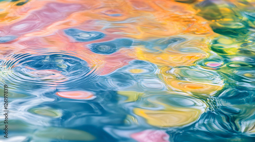 Abstract Water Reflections Vibrant Hues and Ripples