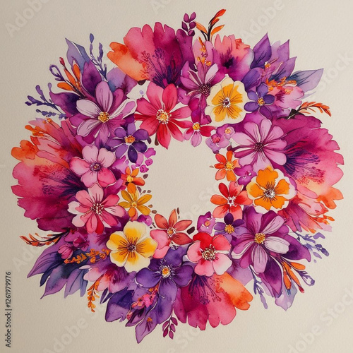beautiful vibrant watercolor floral mandala with intricate details and soft gradients