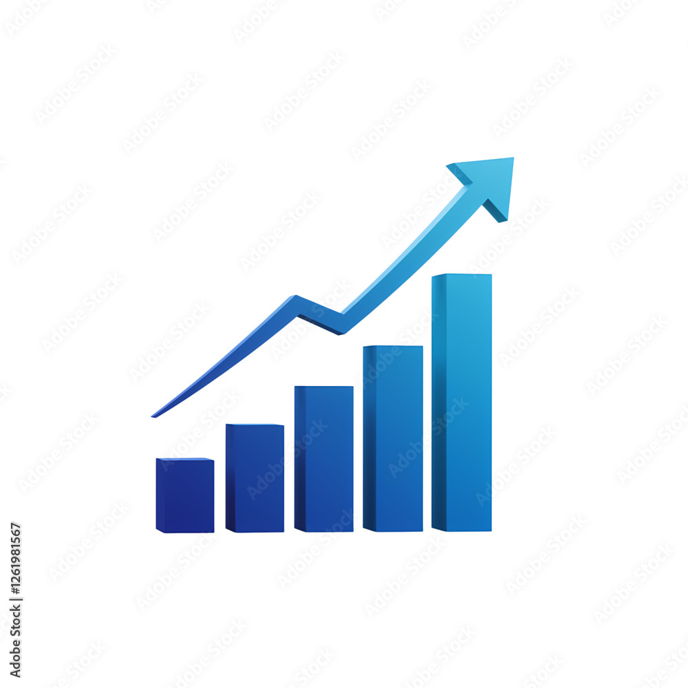 3D Illustration of a Growing Bar Graph Showing Success 3D Illustration of a Growing Bar Graph Showing Success