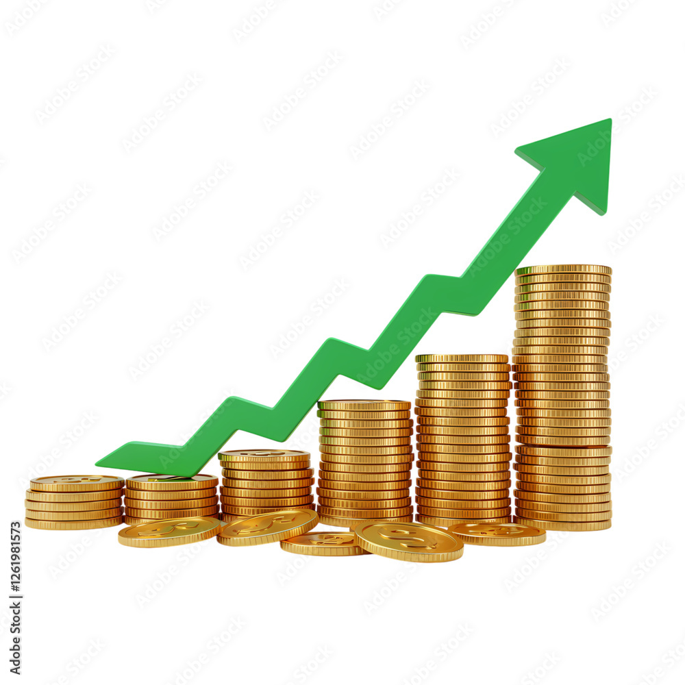 Gold Coin Stacks Showing Financial Growth Gold Coin Stacks Showing Financial Growth