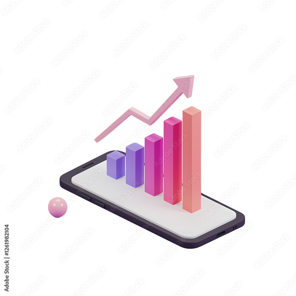 Mobile Growth Chart: Showing Increasing Data Trends on a Smartphone Mobile Growth Chart: Showing Increasing Data Trends on a Smartphone