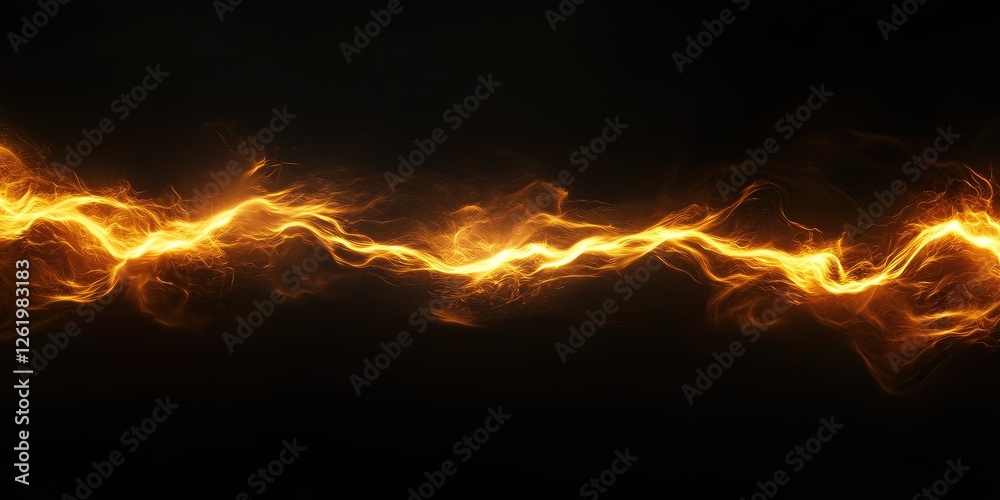 Abstract golden energy wave flowing on black background. (2) Abstract golden energy wave flowing on black background. (2)