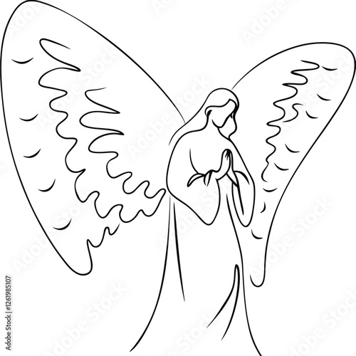 Serene Angel Drawing Wings, Grace, Faith, Heaven, Hope, Peace, Purity, Spirituality, Celestial, Pray