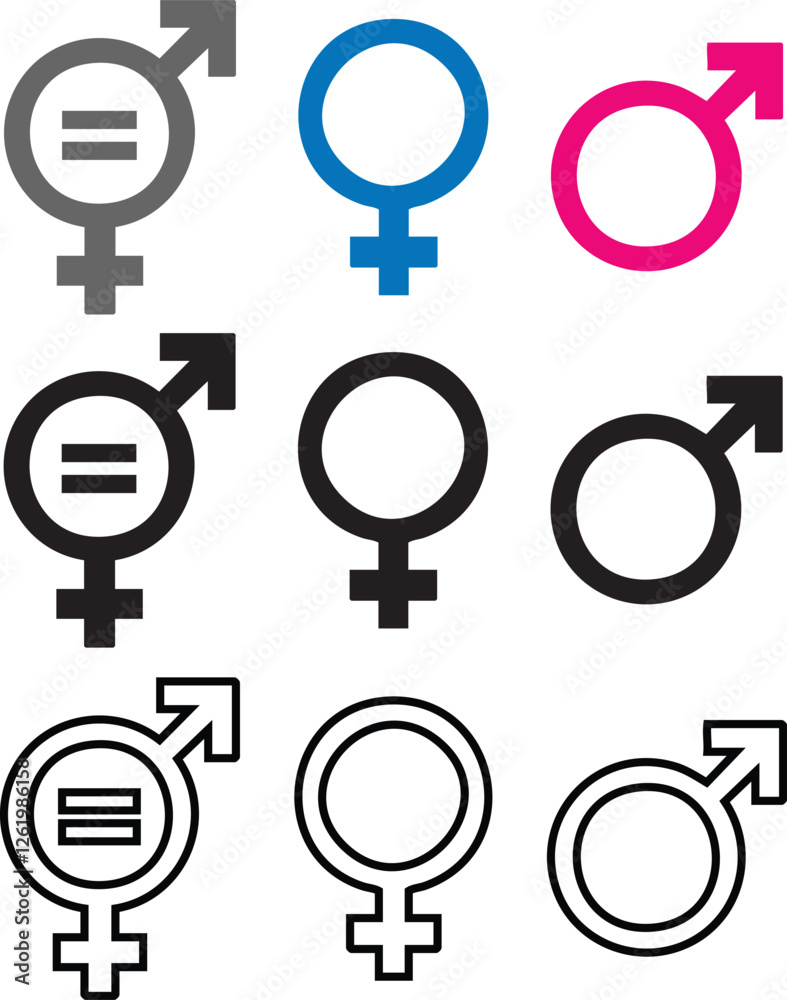Gender Equality male and female clours icons sign 10 Eps Gender Equality male and female clours icons sign 10 Eps
