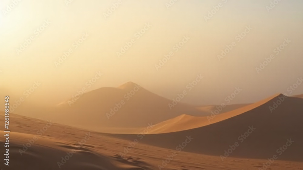 A surreal desert with fog in the early morning, creating a mysterious and unique otherworldly landscape. A surreal desert with fog in the early morning, creating a mysterious and unique otherworldly landscape.