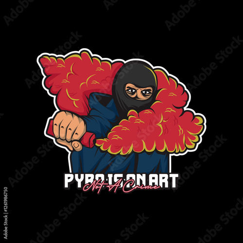 Vector illustration Ultras Hooligan With Pyro