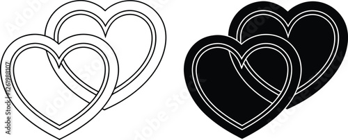 Intertwined Hearts Love, Romance, Unity, Partnership, Design, Symbol, Icon, Graphic, Clipart, Art