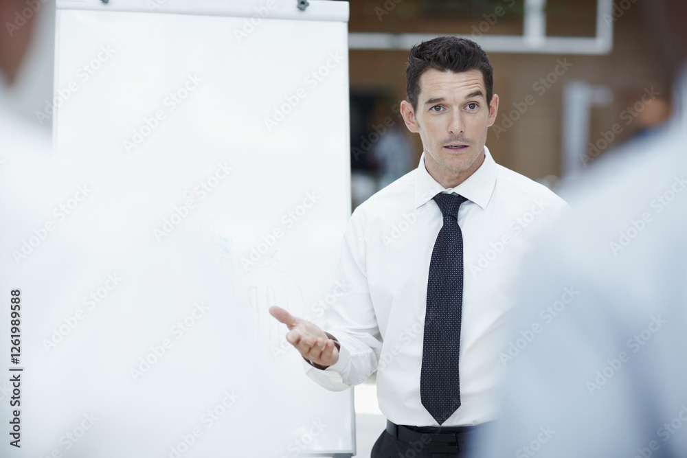 Presentation, chart and meeting with business man in office for company stocks decline, shareholder feedback and graph. Market revenue, coaching and advisor with employee in workshop for speaker Presentation, chart and meeting with business man in office for company stocks decline, shareholder feedback and graph. Market revenue, coaching and advisor with employee in workshop for speaker