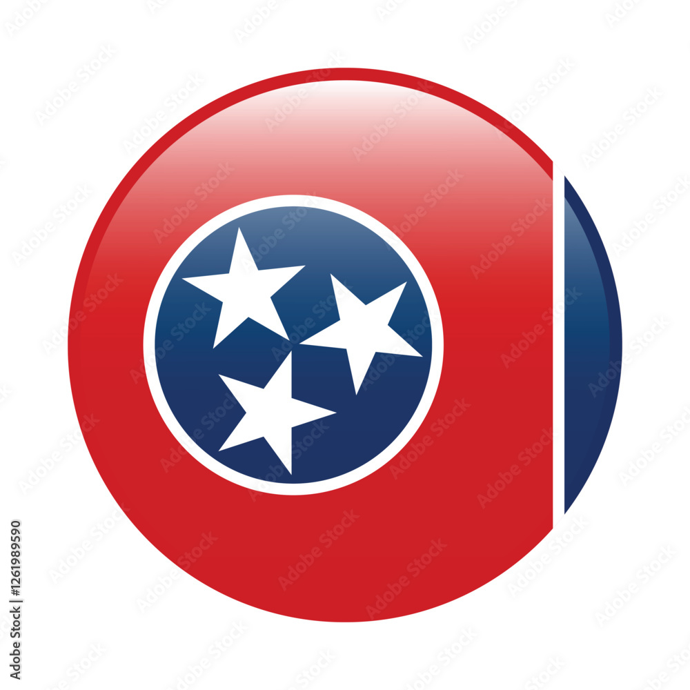 Tennessee state circle flag logo icon digital vector illustration Tennessee state circle flag logo icon digital vector illustration