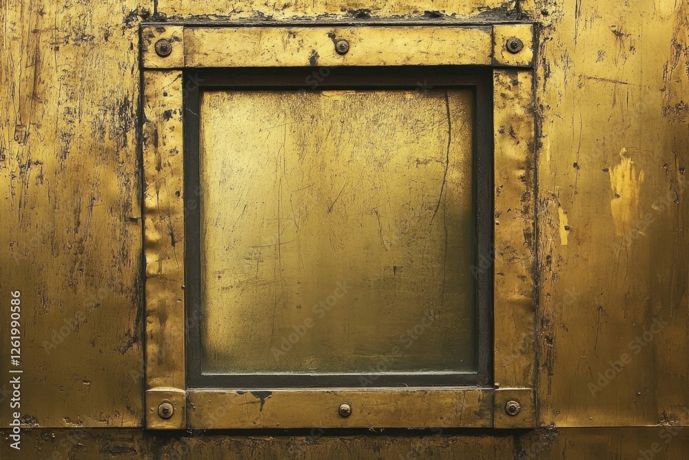 Gold metallic square framed panel with visible scratches textures Gold metallic square framed panel with visible scratches textures