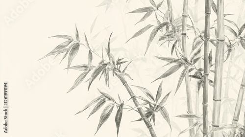 Elegant Bamboo Branches in Monochrome Style. Possible use for wallpaper or art prints