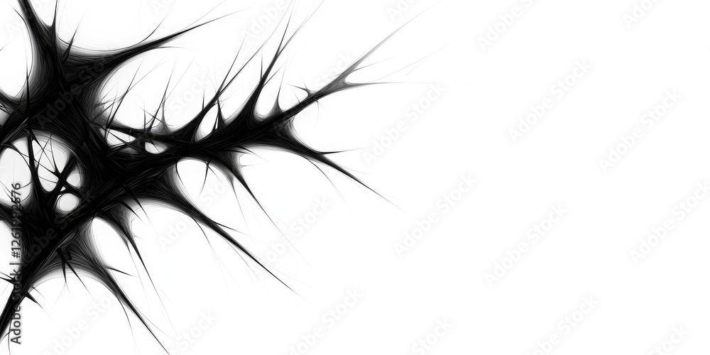 Obraz premium Abstract black spiky design on white background.