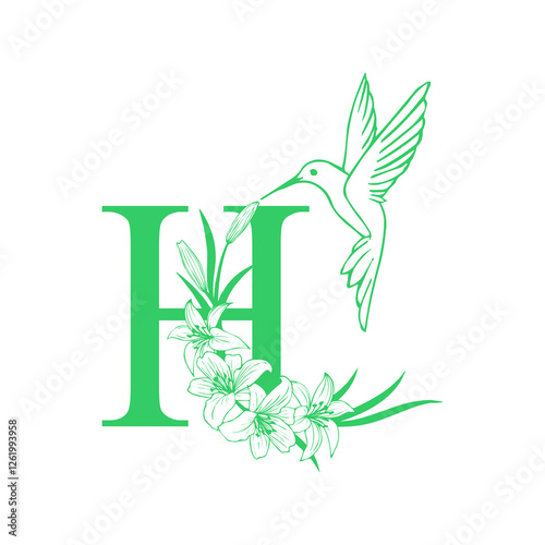 letter h logo with a soft touch of natural beauty and elegance