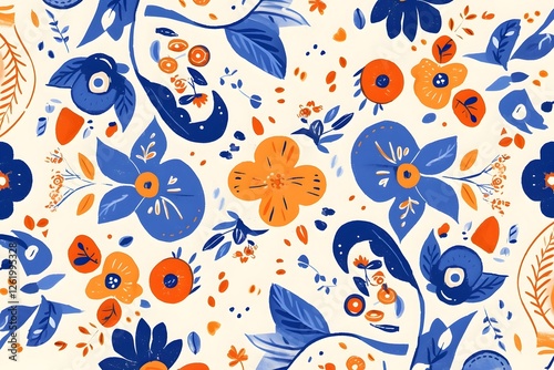 Wallpaper Mural Vibrant Botanical Pattern with Colorful Flowers and Leaves on Vintage Background Torontodigital.ca