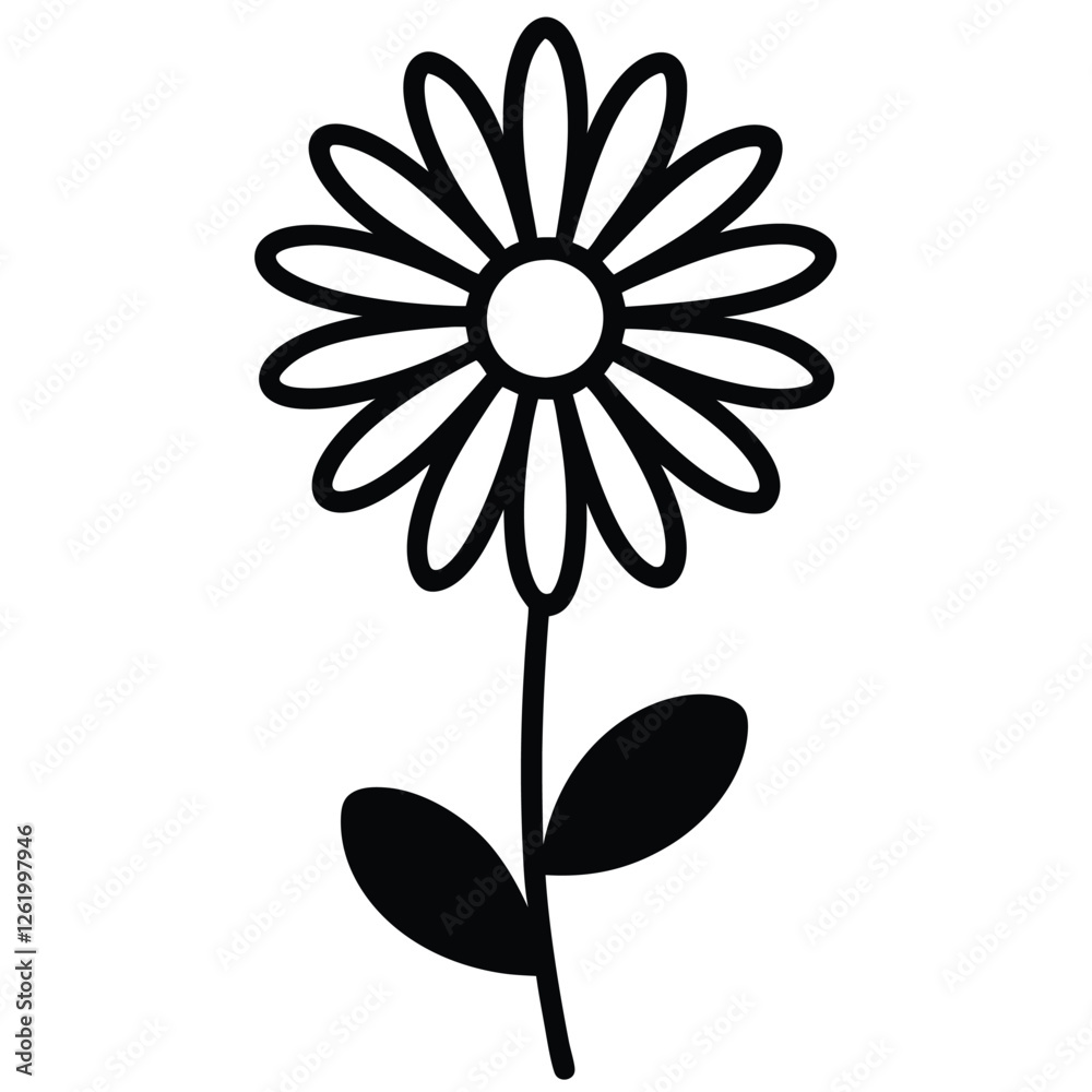 Fototapeta premium Beautiful Daisy Flower Vector – Simple Floral Illustration, Silhouette vector file of a Elegant Daisy Flower 