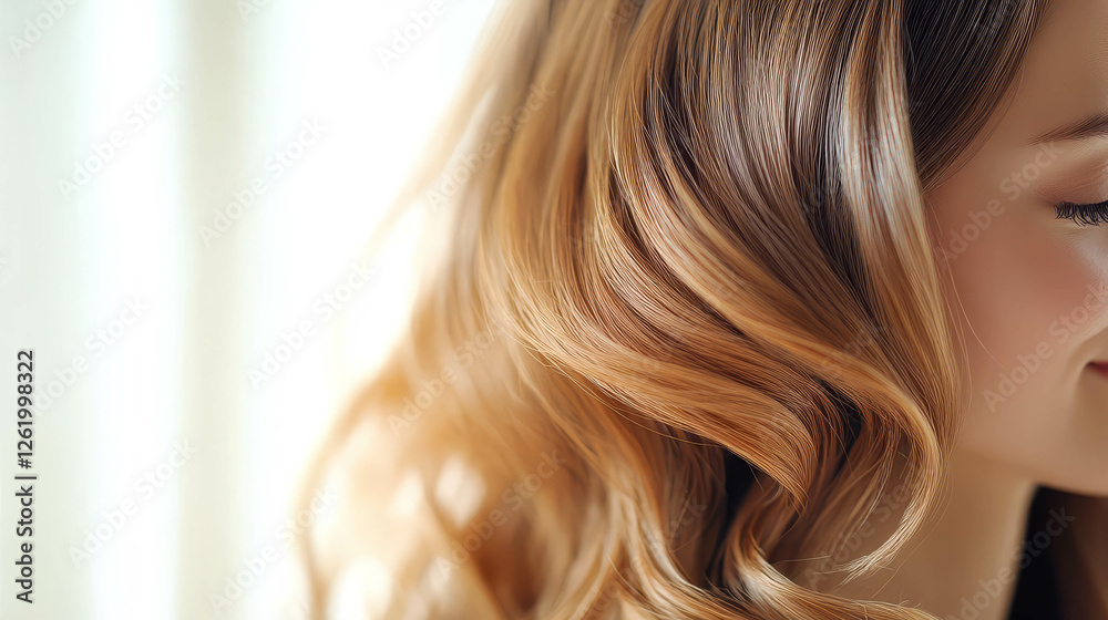 Close-up of a woman's wavy hair, showcasing natural beauty and healthy shine. Close-up of a woman's wavy hair, showcasing natural beauty and healthy shine.
