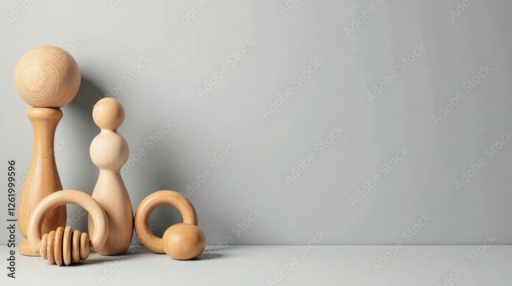 Minimalist Wooden Sculptures on Neutral Background A Study in Simple Shapes and Natural Textures Minimalist Wooden Sculptures on Neutral Background A Study in Simple Shapes and Natural Textures