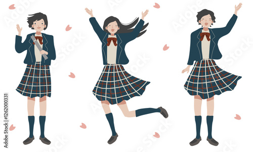 シンプルタッチの女子学生たち