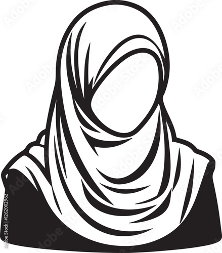 hijab female silhouette logo, icon design vector illustration