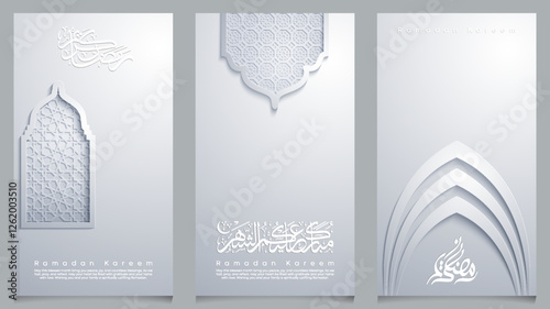Ramadan Kareem background mosque door with arabic pattern illustration for greeting
