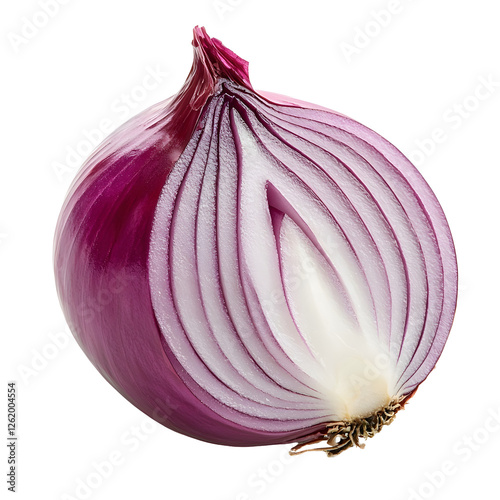 Crisp Purple Onion Slice on White Background