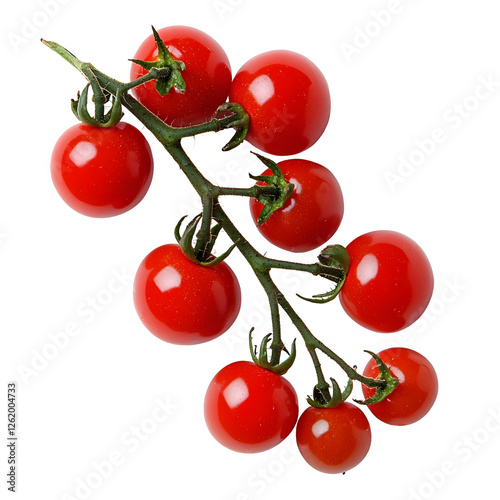 Closeup of a Juicy Red Cherry Tomato Quarter on a White Background