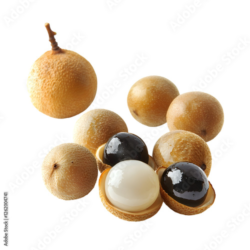 Cluster of Exotic Longan Fruits on White Background
