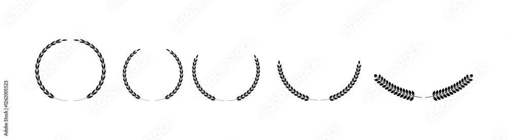 vector laurel leaves, Black circular laurel olive branches, wreaths and branches with leaves. Hand drawing laurel wreaths and branches collection. Laurels wreaths. vector laurel leaves, Black circular laurel olive branches, wreaths and branches with leaves. Hand drawing laurel wreaths and branches collection. Laurels wreaths.