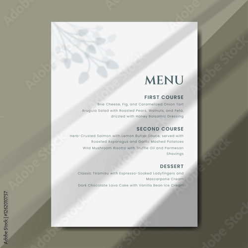 Simple and elegant menu template design with. Perfect for receptions, anniversary, dinners, birthday party and formal gatherings. Printable menu design with size 5