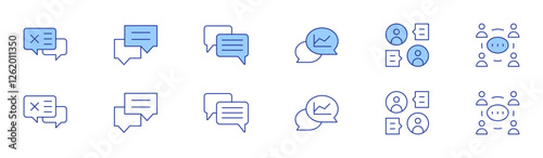 Communication icon set in two styles, Duotone and Thin Line style. Editable stroke. bad feedback, chat, communication, communications