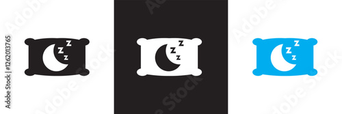 Sleep  icon set. Sleeping person, sleep, night rest, bed, pillow, sleeping pills icon . Series  icons.  isolated on white and black background. vector illustration. EPS 10
