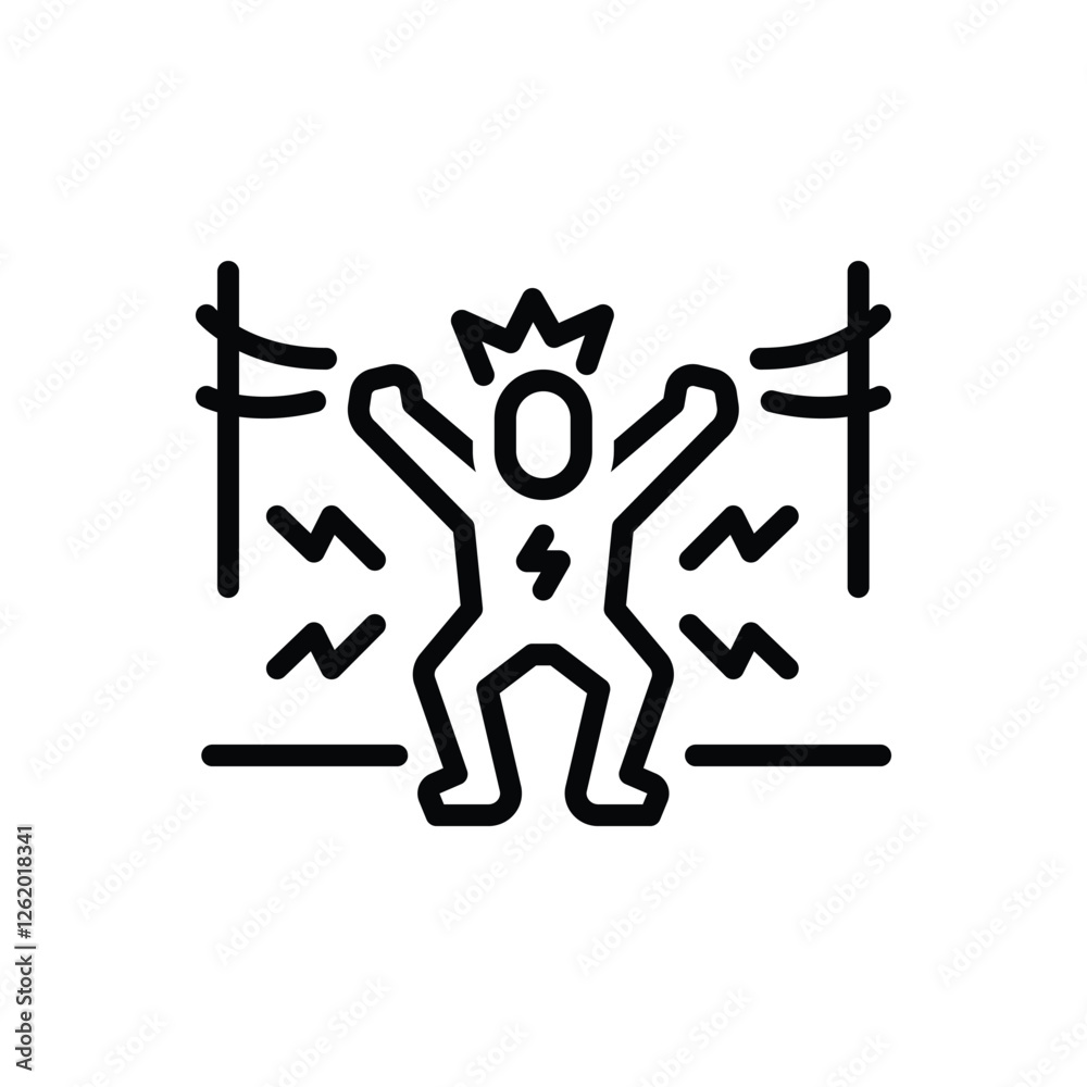 Black line icon for electrical shock Black line icon for electrical shock