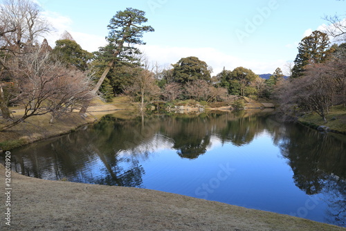 A Japanese garden : a scene of the Kyoto Imperial Gardens in Kyoto 日本庭園：京都市にある京都御苑の風景 photo