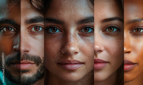 Multiethnic Faces Variation Collage, Generative AI