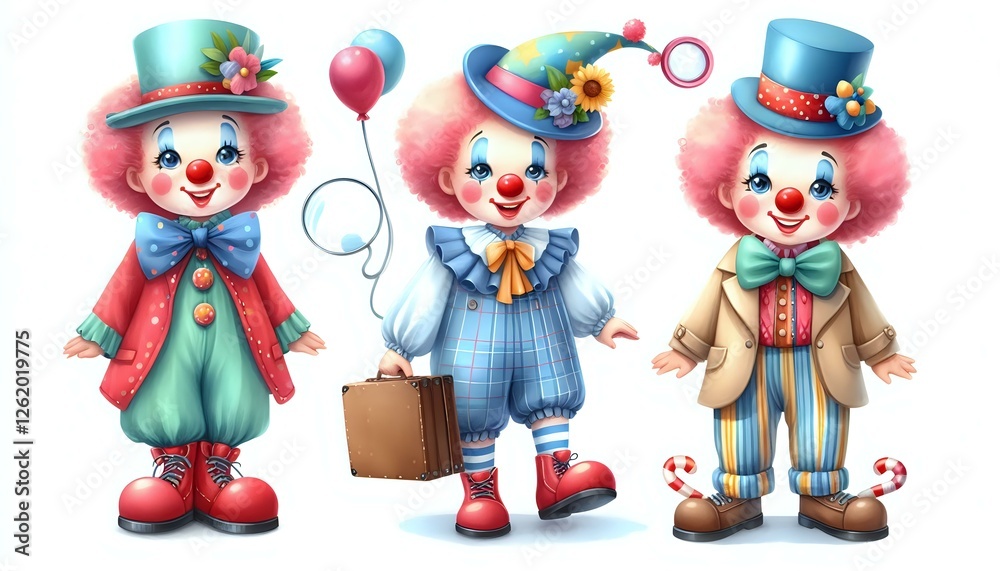 Fototapeta premium Colorful Clown with Balloons
