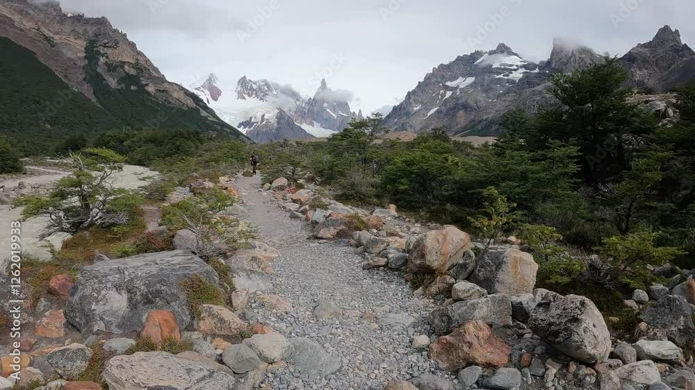 Senior woman hiking in Los Glaciares National Park in Patagonia Senior woman hiking in Los Glaciares National Park in Patagonia