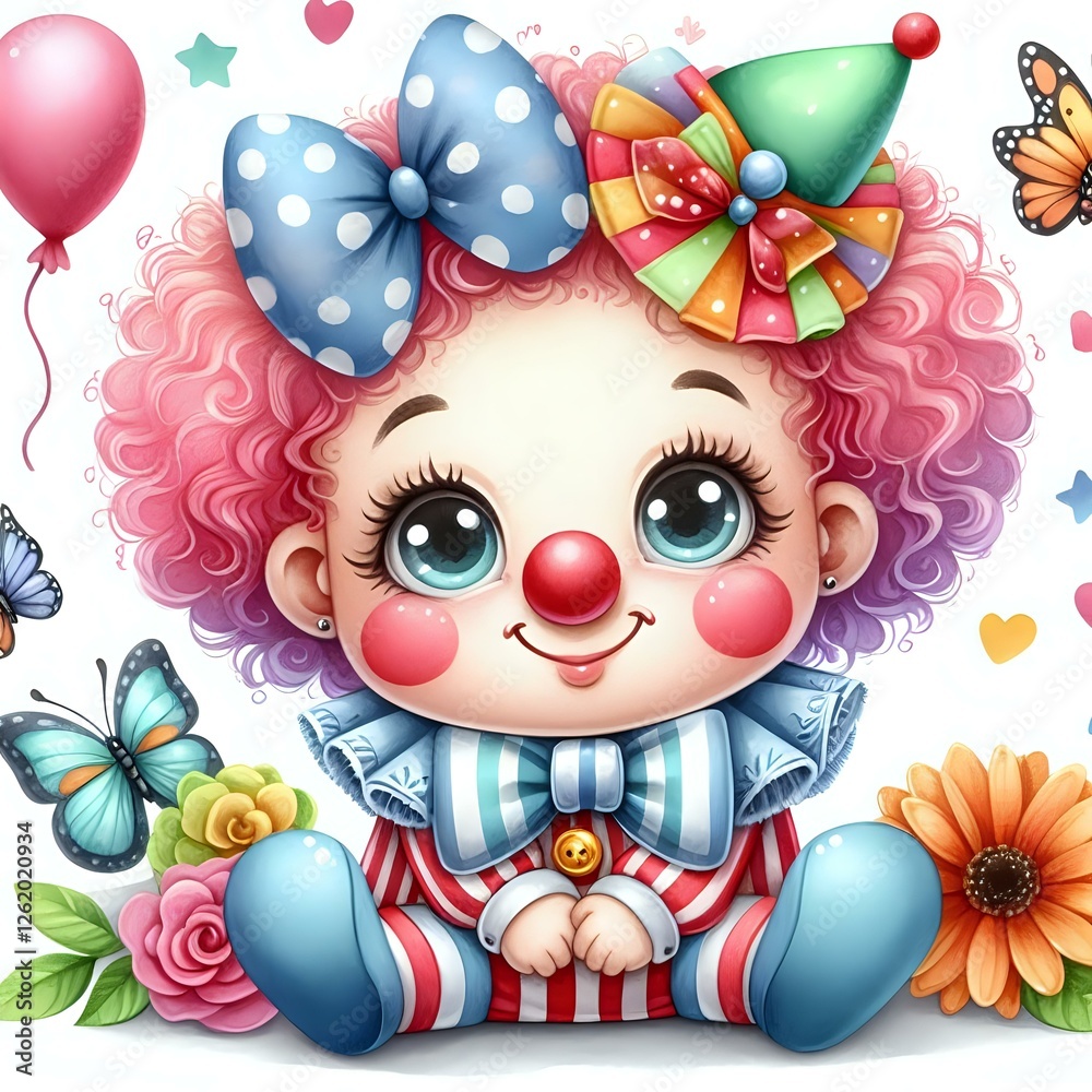 Fototapeta premium Colorful Clown with Balloons