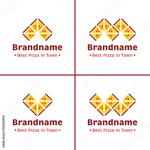 Letter A M V W Pizza Logo, for pizzerias, food delivery services, or restaurants