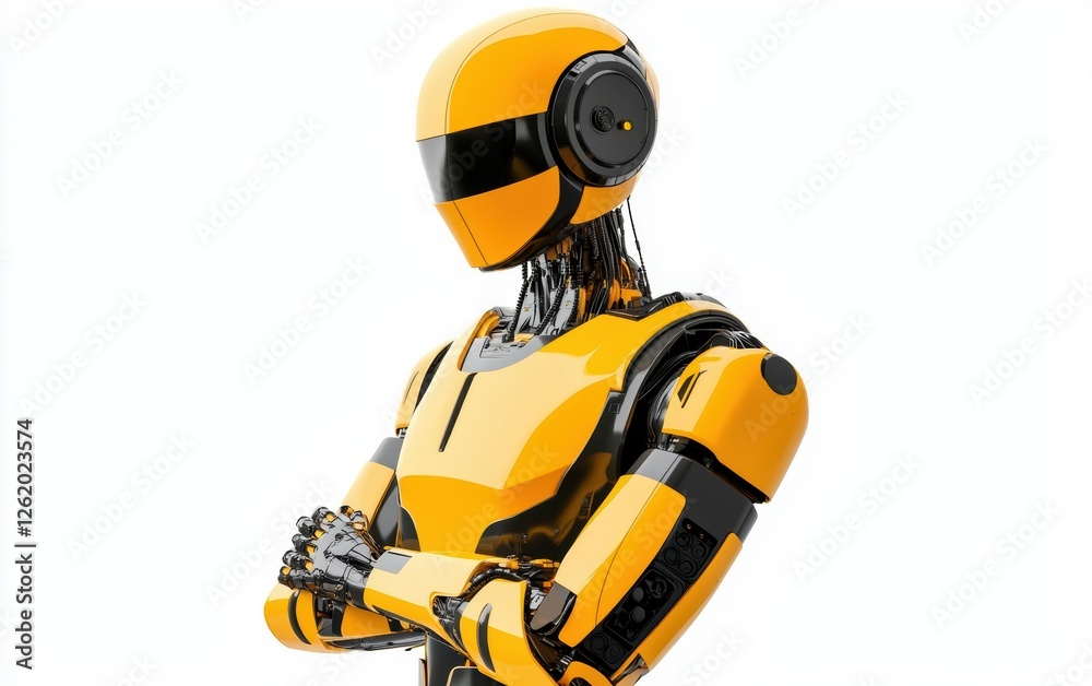 a humanoid robot with artificial intelligence, next-gen AI innovation, isolated on white background a humanoid robot with artificial intelligence, next-gen AI innovation, isolated on white background