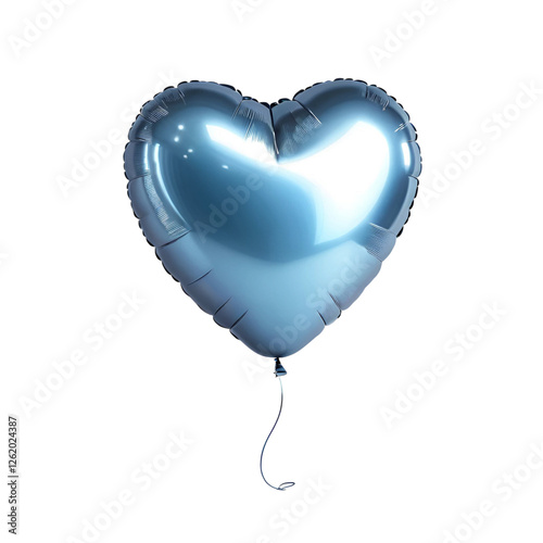 Heart Balloon Clipart, Glossy Heart Shape Balloon on White, Shiny Valentine Balloon, Romantic Floating Balloon