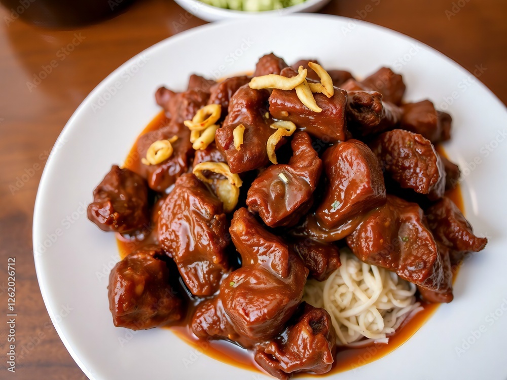 generative ai Rendang: Indonesian slow-cooked beef in coconut milk and spices. A rich, flavorful, and iconic dish from West Sumatra generative ai Rendang: Indonesian slow-cooked beef in coconut milk and spices. A rich, flavorful, and iconic dish from West Sumatra