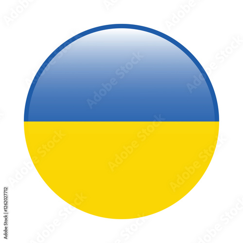 Ukraine circle flag logo icon digital vector illustration