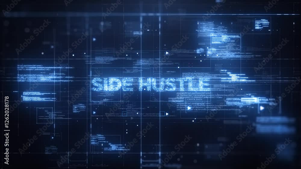 Side Hustle Word on Dynamic Technology Background Side Hustle Word on Dynamic Technology Background